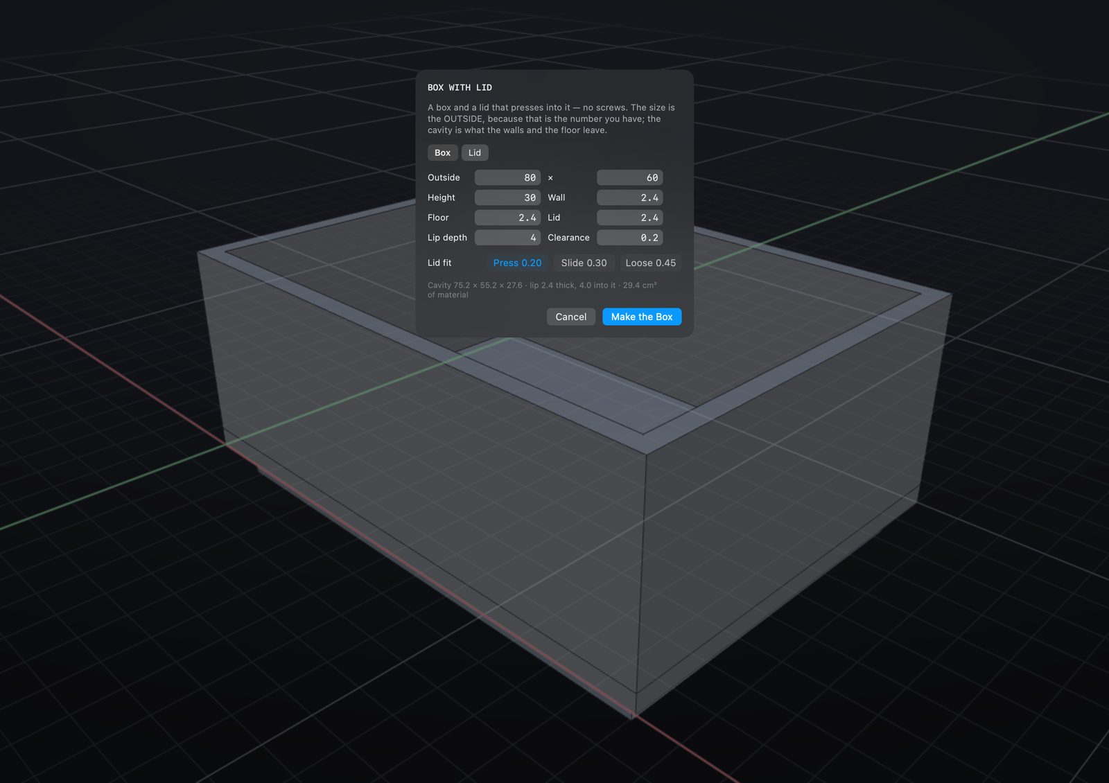 A box and a lid that fits it.