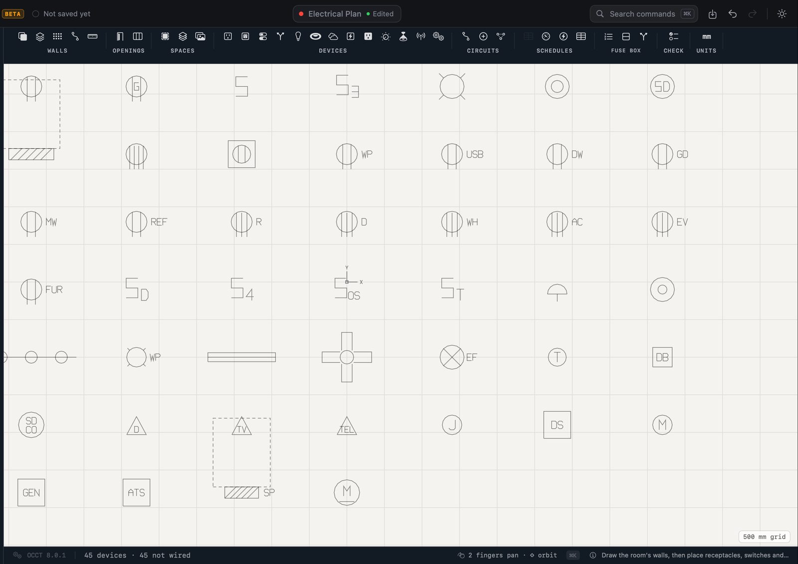 Forty-six kinds of device, drawn the standard way.
